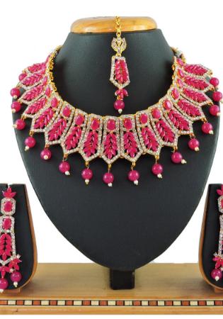 Picture of Enticing Deep Pink Necklace Set