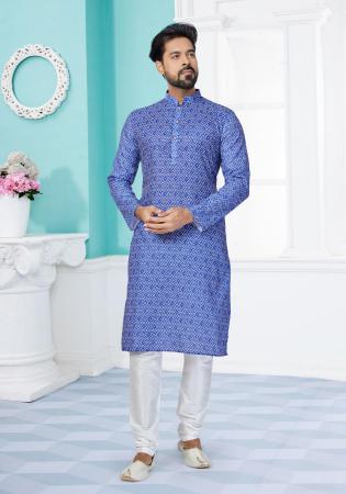 Picture of Wonderful Cotton Dark Slate Blue Kurtas