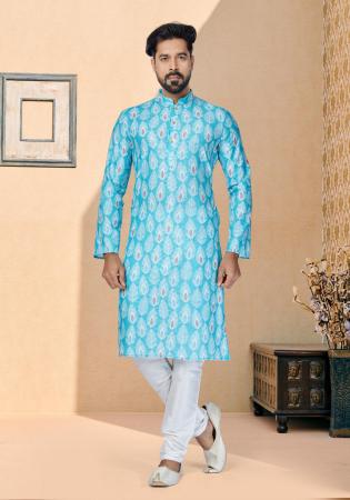 Picture of Alluring Silk Light Blue Kurtas