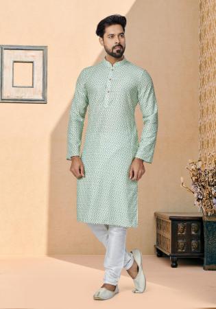 Picture of Statuesque Silk Dark Sea Green Kurtas