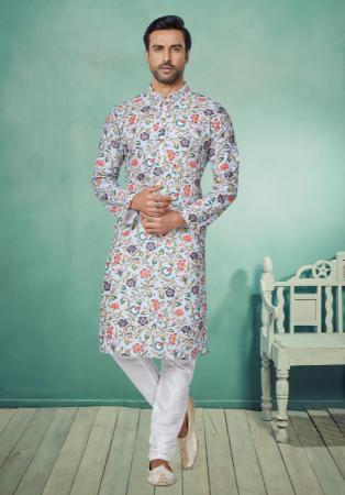 Picture of Excellent Silk Powder Blue Kurtas