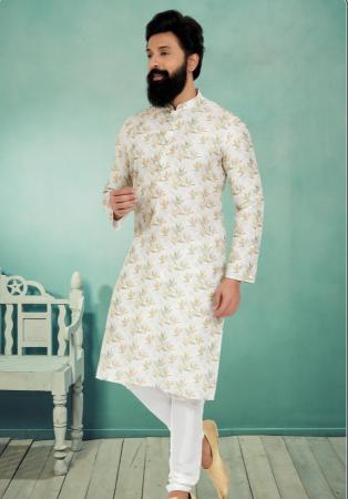 Picture of Charming Silk Off White Kurtas