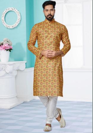 Picture of Exquisite Silk Dark Khaki Kurtas