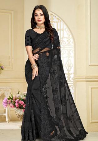 Picture of Grand Net Black Saree