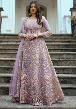 Picture of Classy Net Dim Gray Anarkali Salwar Kameez