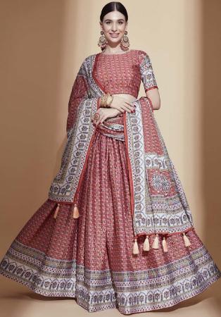 Picture of Alluring Chiffon Rosy Brown Lehenga Choli