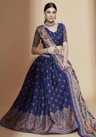 Picture of Exquisite Chiffon Midnight Blue Lehenga Choli