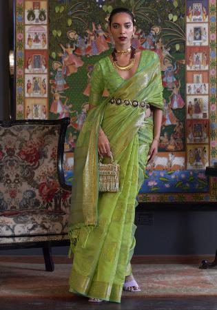 Picture of Ravishing Organza Dark Khaki Saree