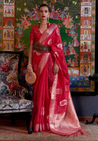 Picture of Elegant Organza Dark Red Saree