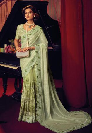 Picture of Wonderful Net Dark Khaki Saree