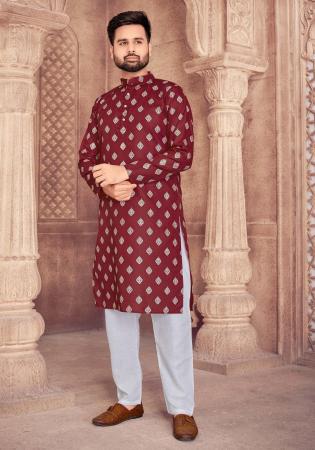 Picture of Fine Cotton Maroon Kurtas