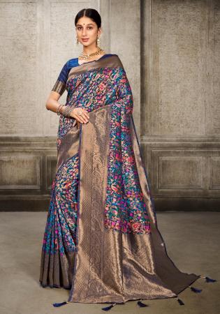 Picture of Splendid Silk Dark Slate Blue Saree