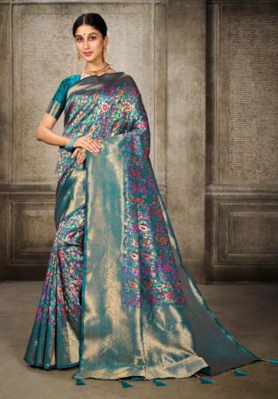 Picture of Fascinating Silk Teal Saree