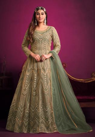 Picture of Charming Net Dim Gray Anarkali Salwar Kameez