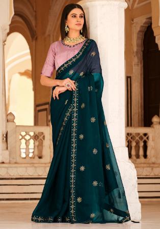 Picture of Comely Chiffon Midnight Blue Saree