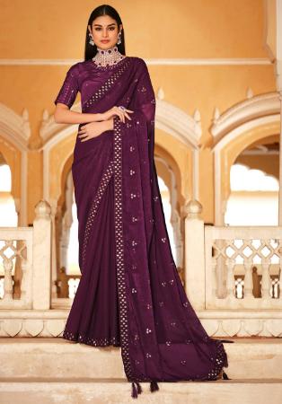 Picture of Enticing Chiffon Purple Saree