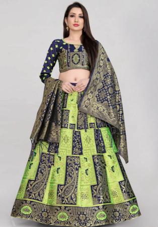 Picture of Exquisite Silk Yellow Green Lehenga Choli