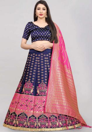 Picture of Sightly Silk Dark Slate Blue Lehenga Choli