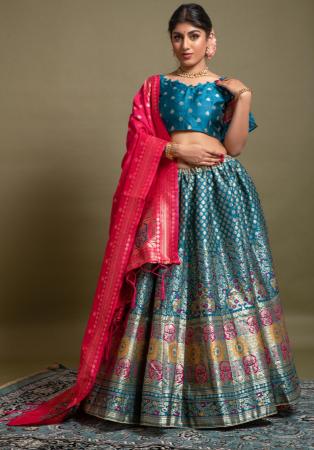 Picture of Sightly Silk Midnight Blue Lehenga Choli