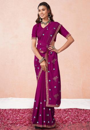 Picture of Shapely Georgette Purple Saree