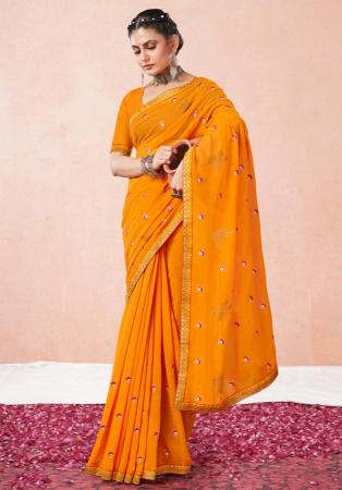 Picture of Resplendent Georgette Yellow Saree