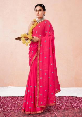 Picture of Ravishing Georgette Deep Pink Saree