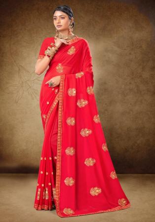 Picture of Ideal Georgette Crimson Saree