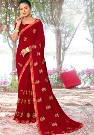 Picture of Comely Georgette Maroon Saree