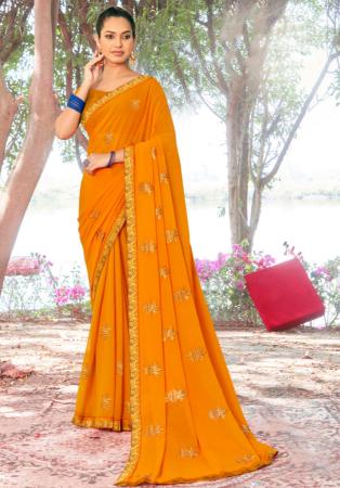 Picture of Delightful Georgette Dark Orange Saree