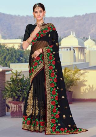 Picture of Ravishing Georgette Black Saree