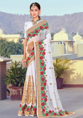 Picture of Fine Georgette White Saree