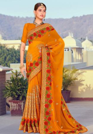 Picture of Splendid Georgette Dark Orange Saree