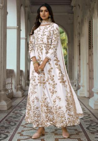 Picture of Bewitching Net White Smoke Anarkali Salwar Kameez