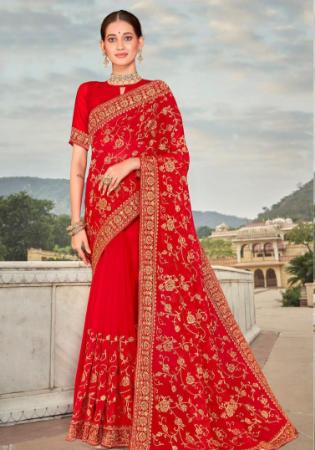 Picture of Lovely Georgette Red Saree