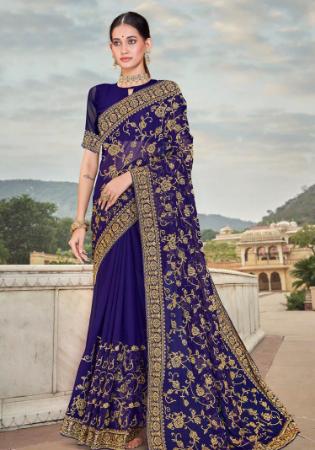 Picture of Admirable Georgette Navy Blue Saree