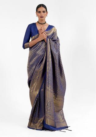 Picture of Fascinating Silk Navy Blue Saree