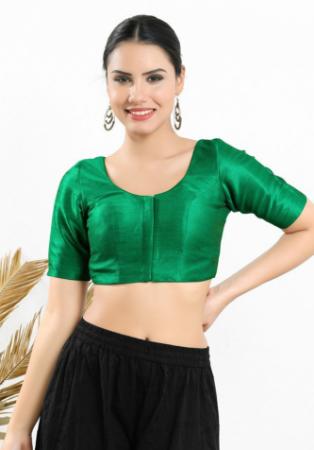 Picture of Delightful Silk Dark Green Designer Blouse