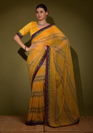 Picture of Superb Chiffon Orange Saree