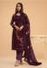 Picture of Georgette Dark Olive Green Straight Cut Salwar Kameez