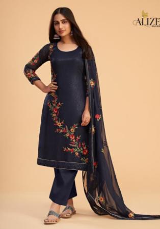 Picture of Georgette Dim Gray Straight Cut Salwar Kameez