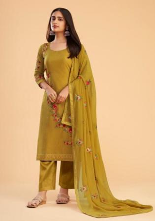 Picture of Georgette Golden Rod Straight Cut Salwar Kameez