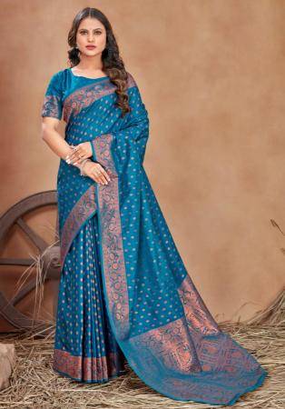 Picture of Pretty Silk Teal Saree