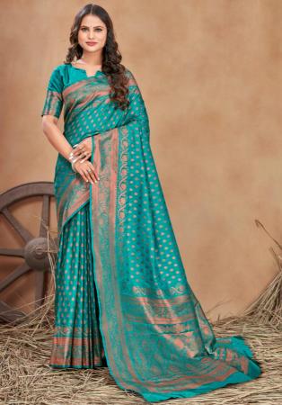 Picture of Ravishing Silk Dark Turquoise Saree