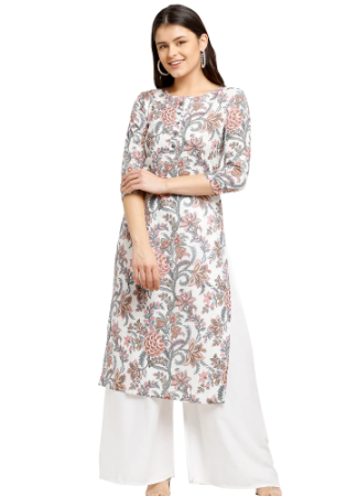 Picture of Amazing Cotton Off White Kurtis & Tunic