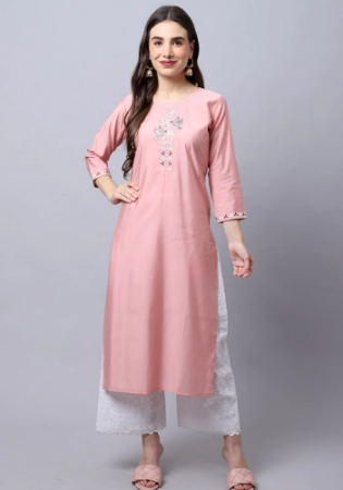 Picture of Delightful Cotton Pink Kurtis & Tunic