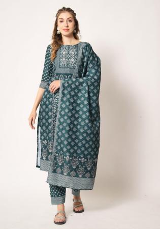 Picture of Chiffon Dark Slate Grey Straight Cut Salwar Kameez