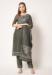 Picture of Chiffon Dark Olive Green Straight Cut Salwar Kameez