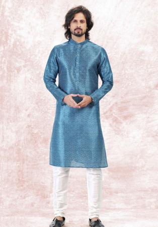 Picture of Admirable Silk Cadet Blue Kurtas