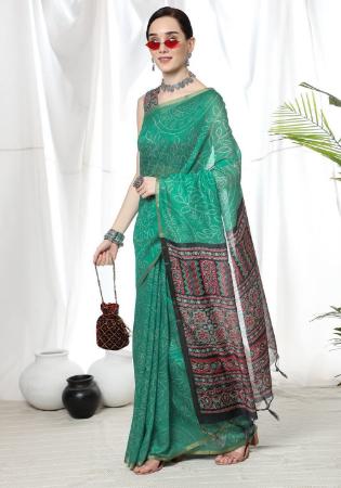 Picture of Appealing Linen Sea Green Saree