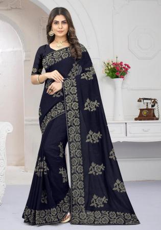 Picture of Pretty Silk Dark Slate Grey Saree